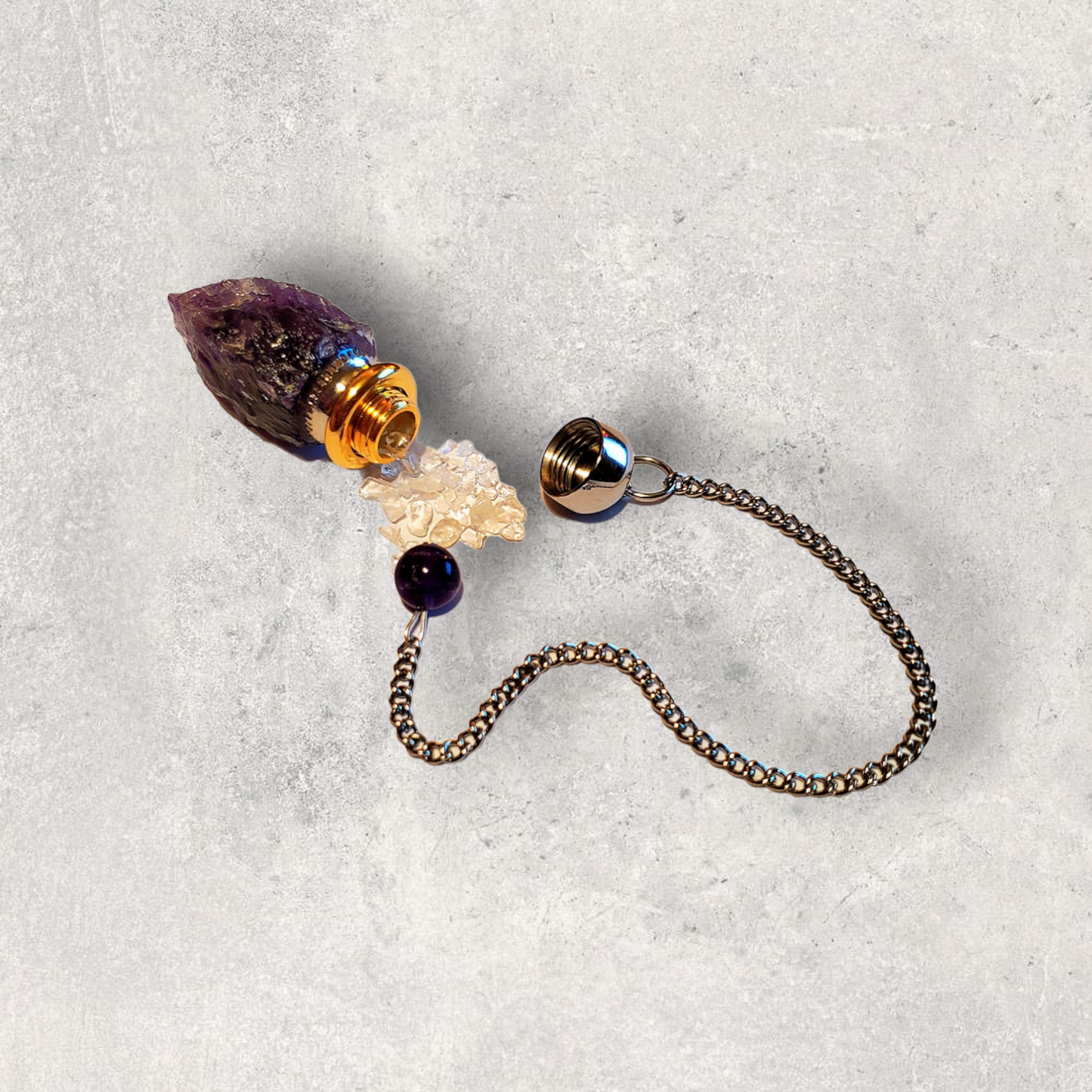 Amplified Resonance Amethyst Chamber Pendulum