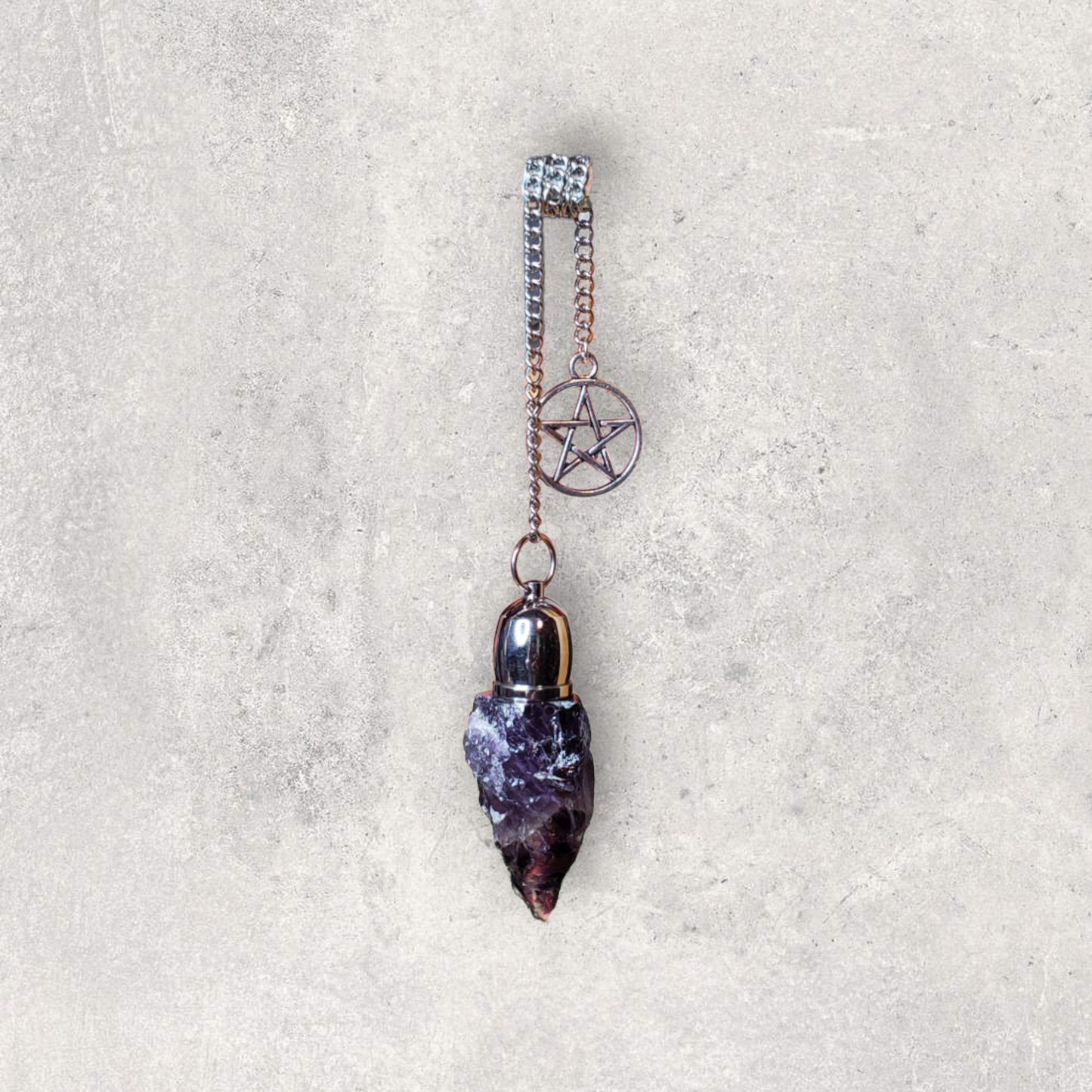 Amethyst Chamber Pendulum with Pentacle