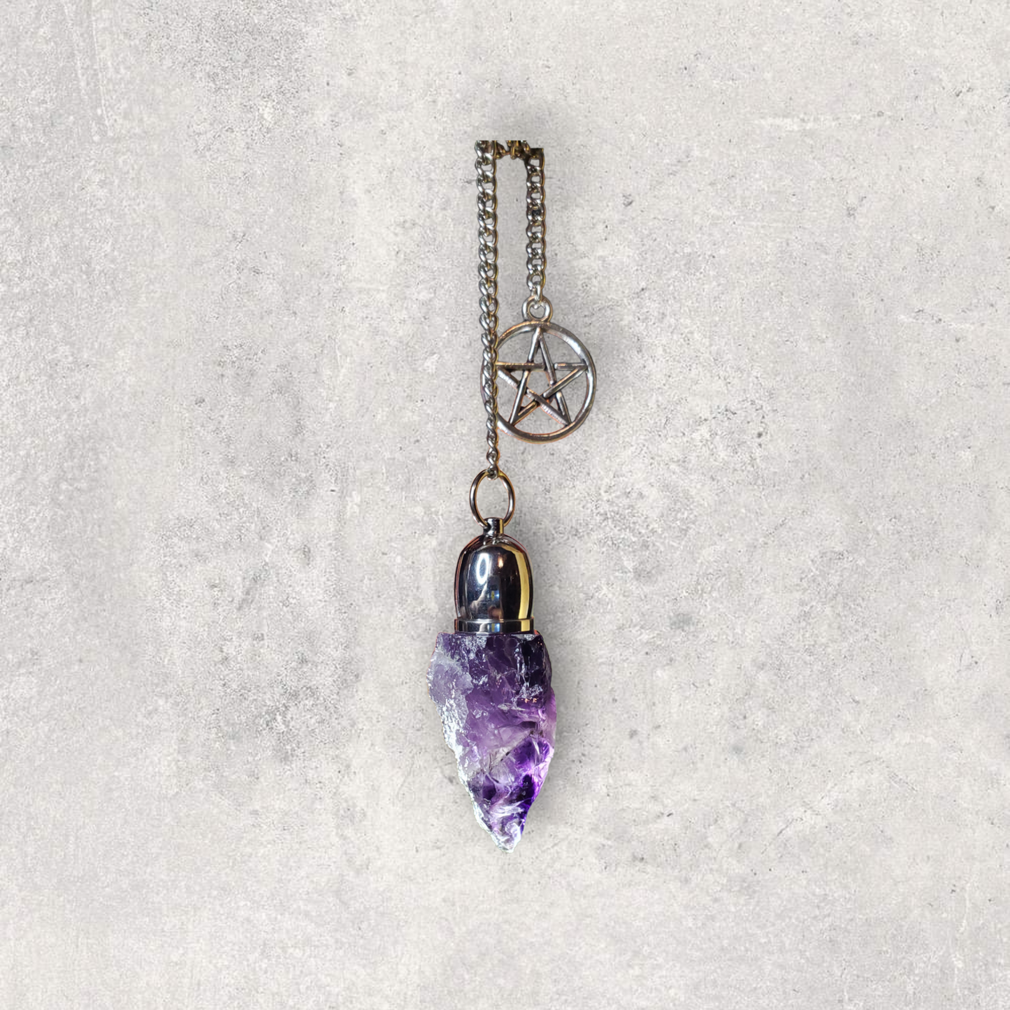 Amethyst Chamber Pendulum with Pentacle