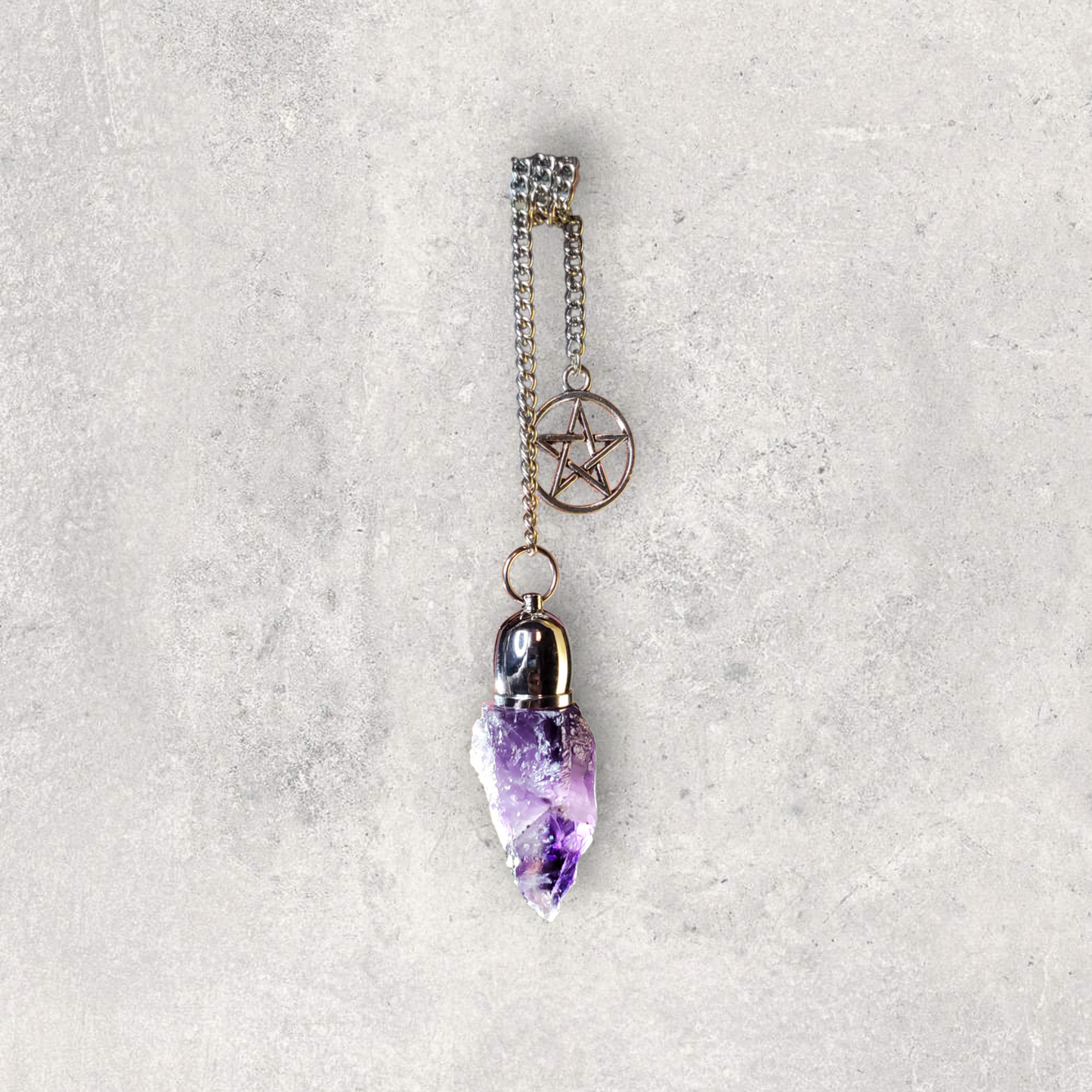Amethyst Chamber Pendulum with Pentacle