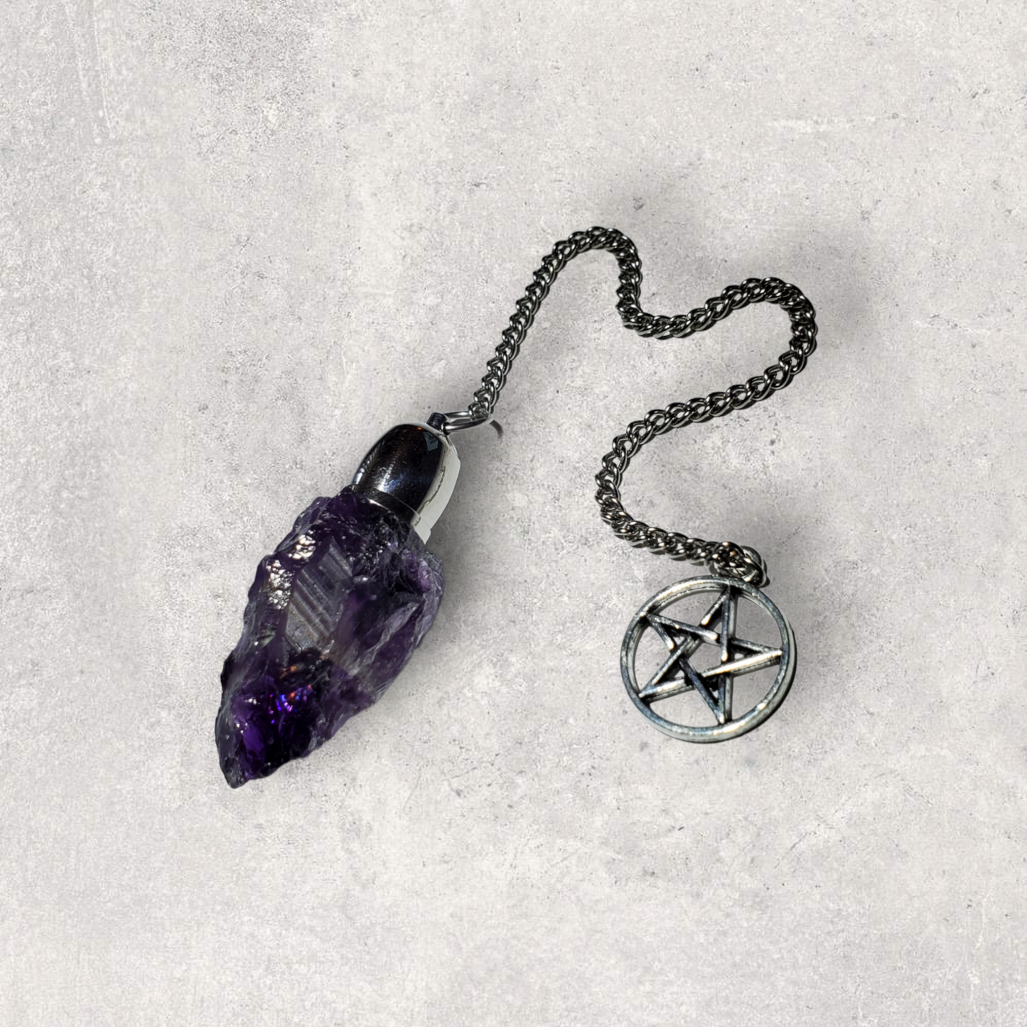Amethyst Chamber Pendulum with Pentacle