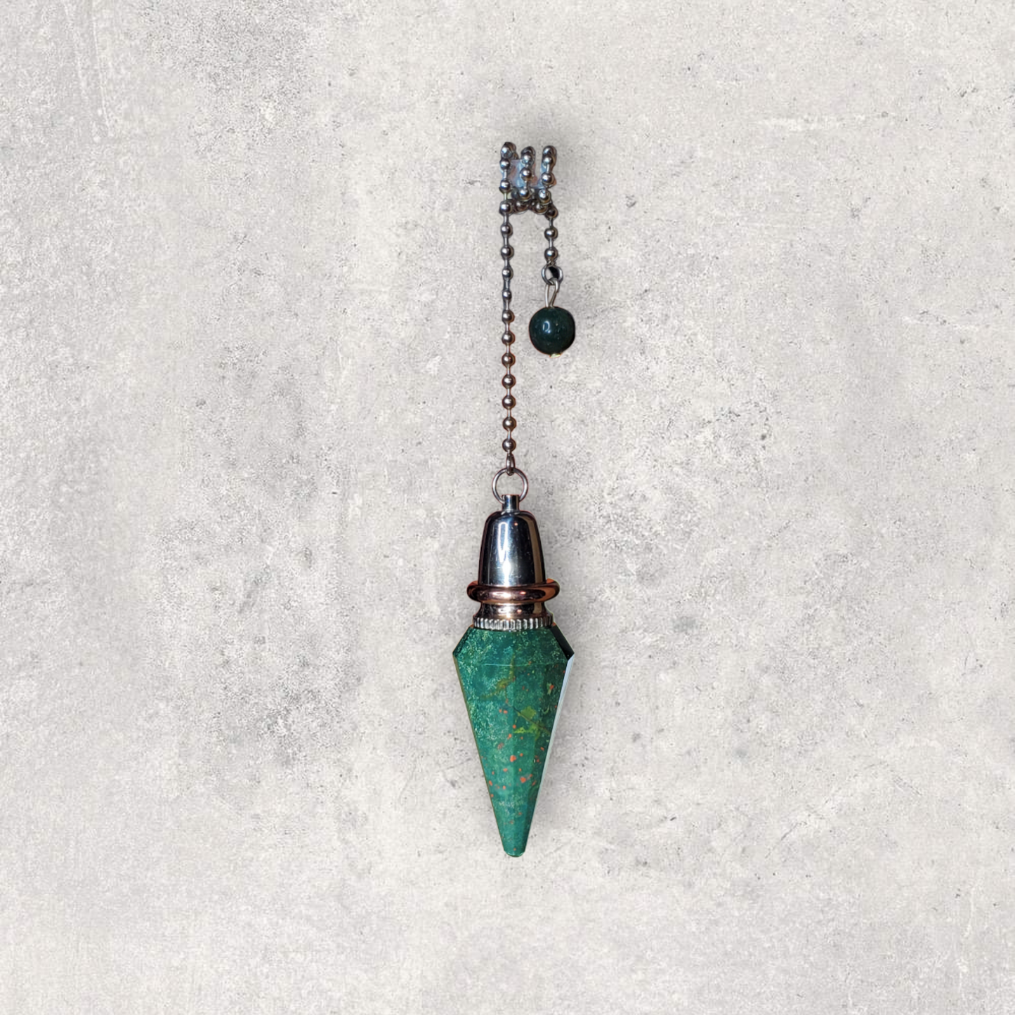 Bloodstone Chamber Pendulum with Copper Energy Ring