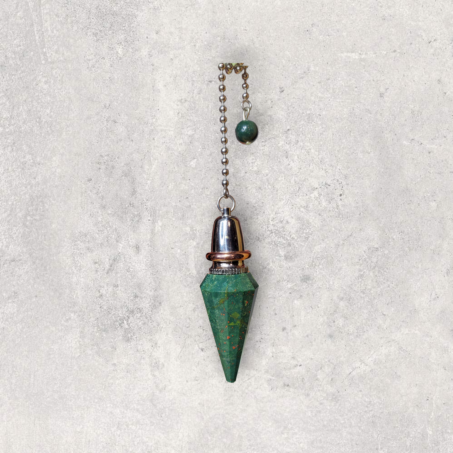 Bloodstone Chamber Pendulum with Copper Energy Ring