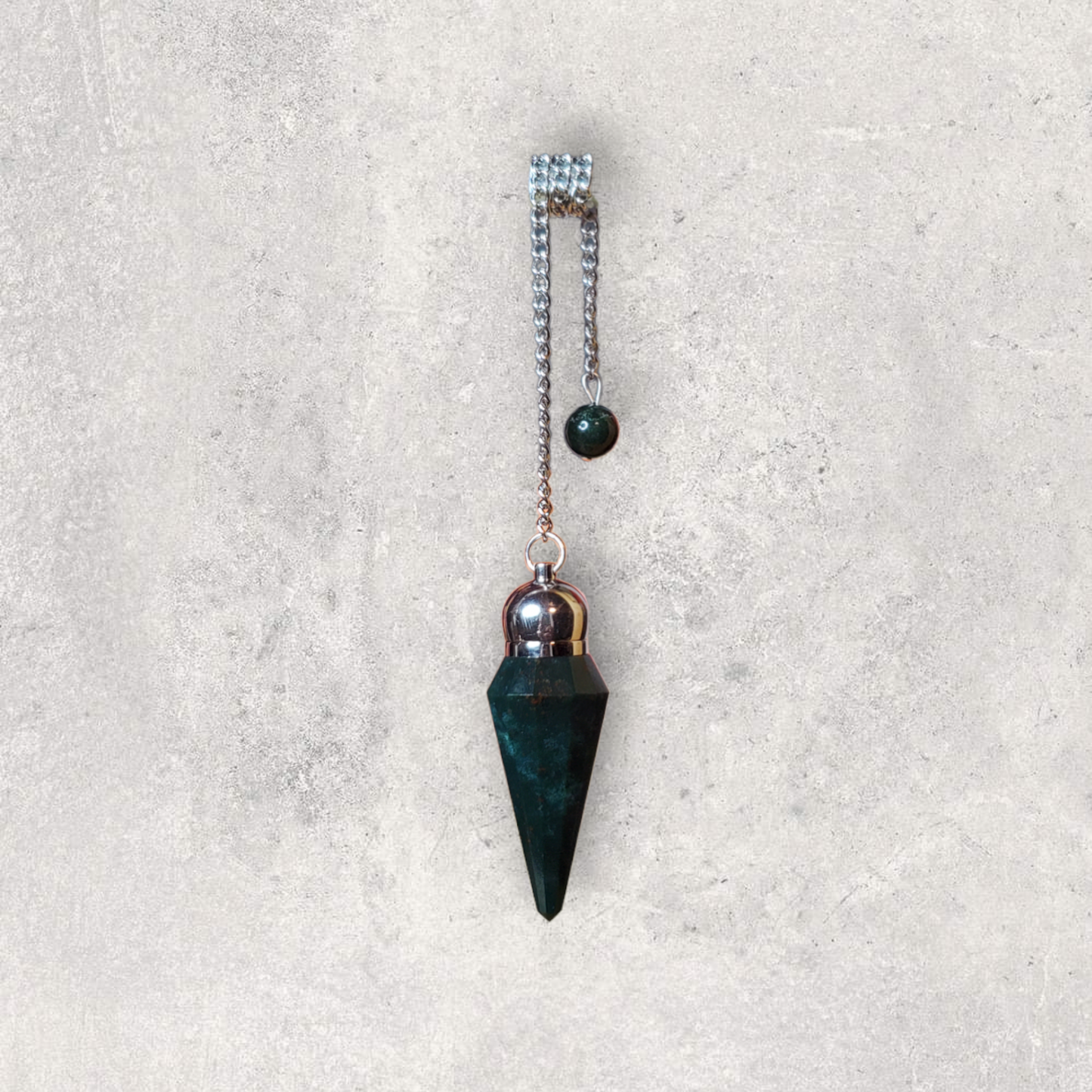 Faceted Bloodstone Chamber Pendulum