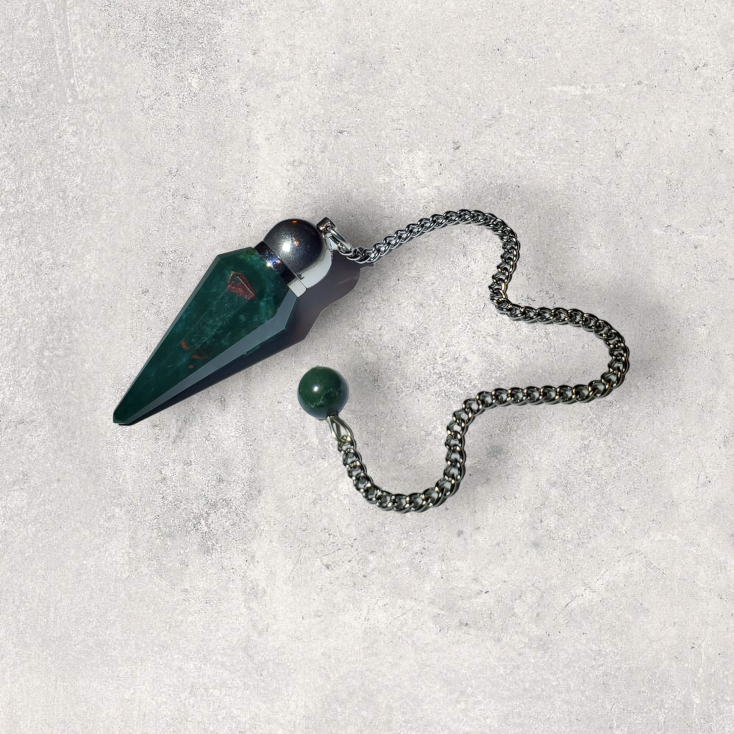 Faceted Bloodstone Chamber Pendulum