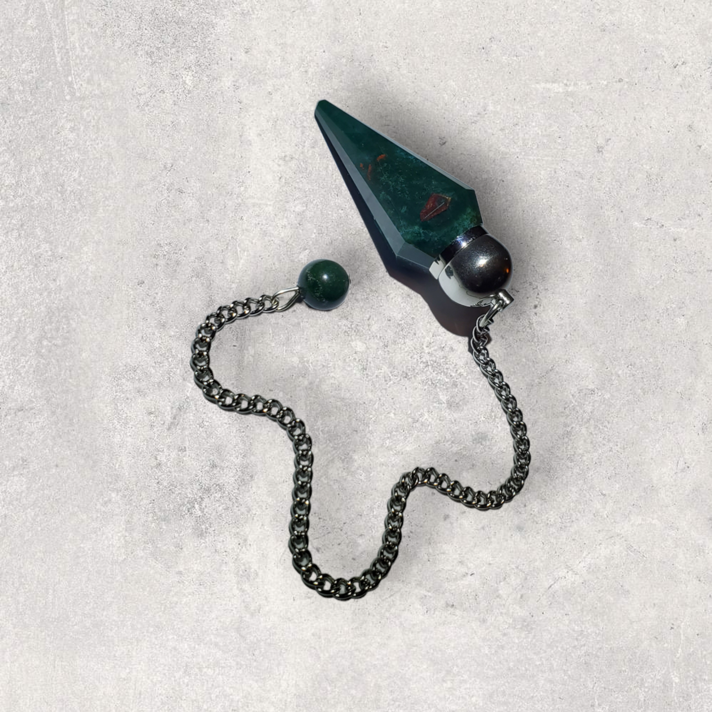 Faceted Bloodstone Chamber Pendulum
