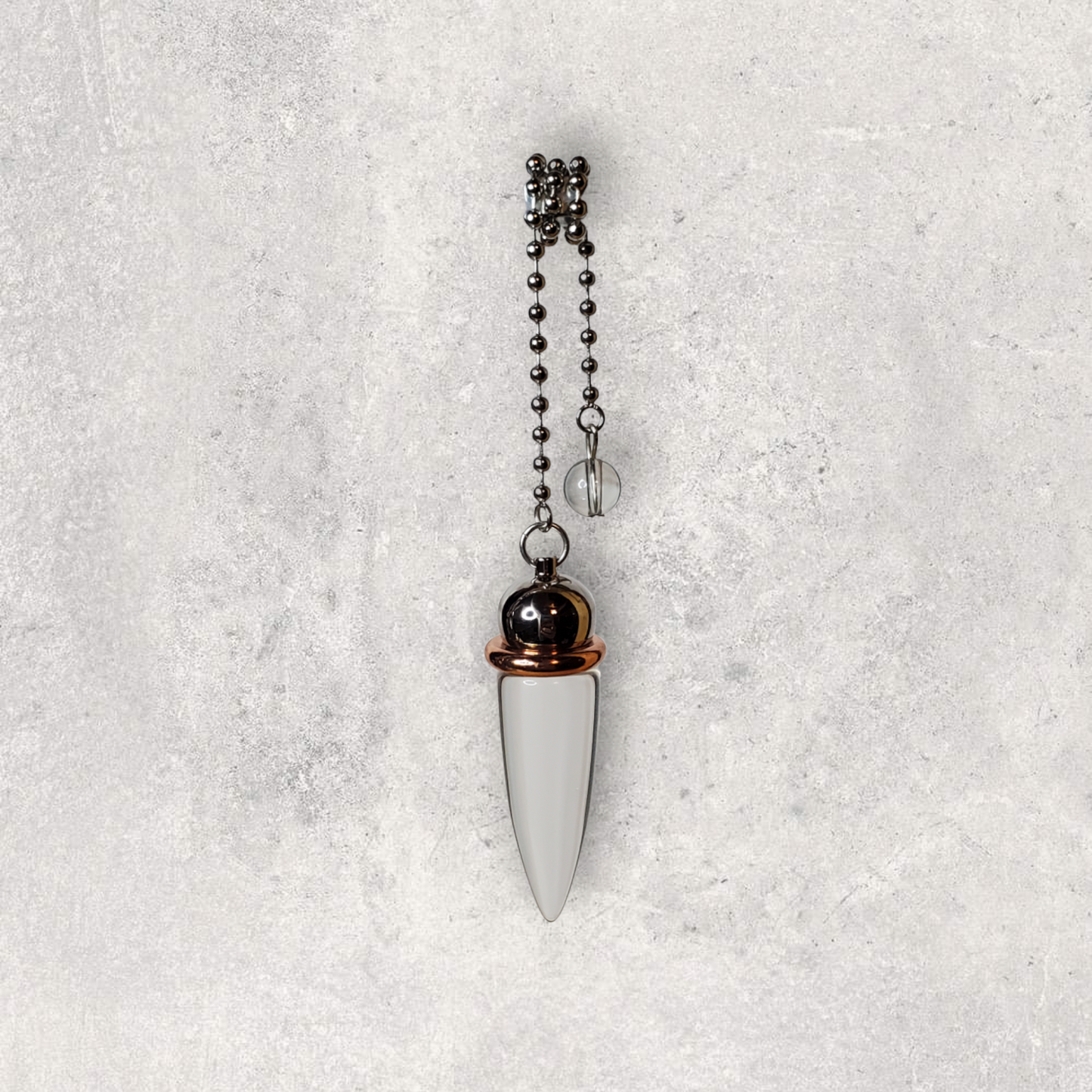 Clear Quartz Chamber Pendulum with Copper Energy Ring
