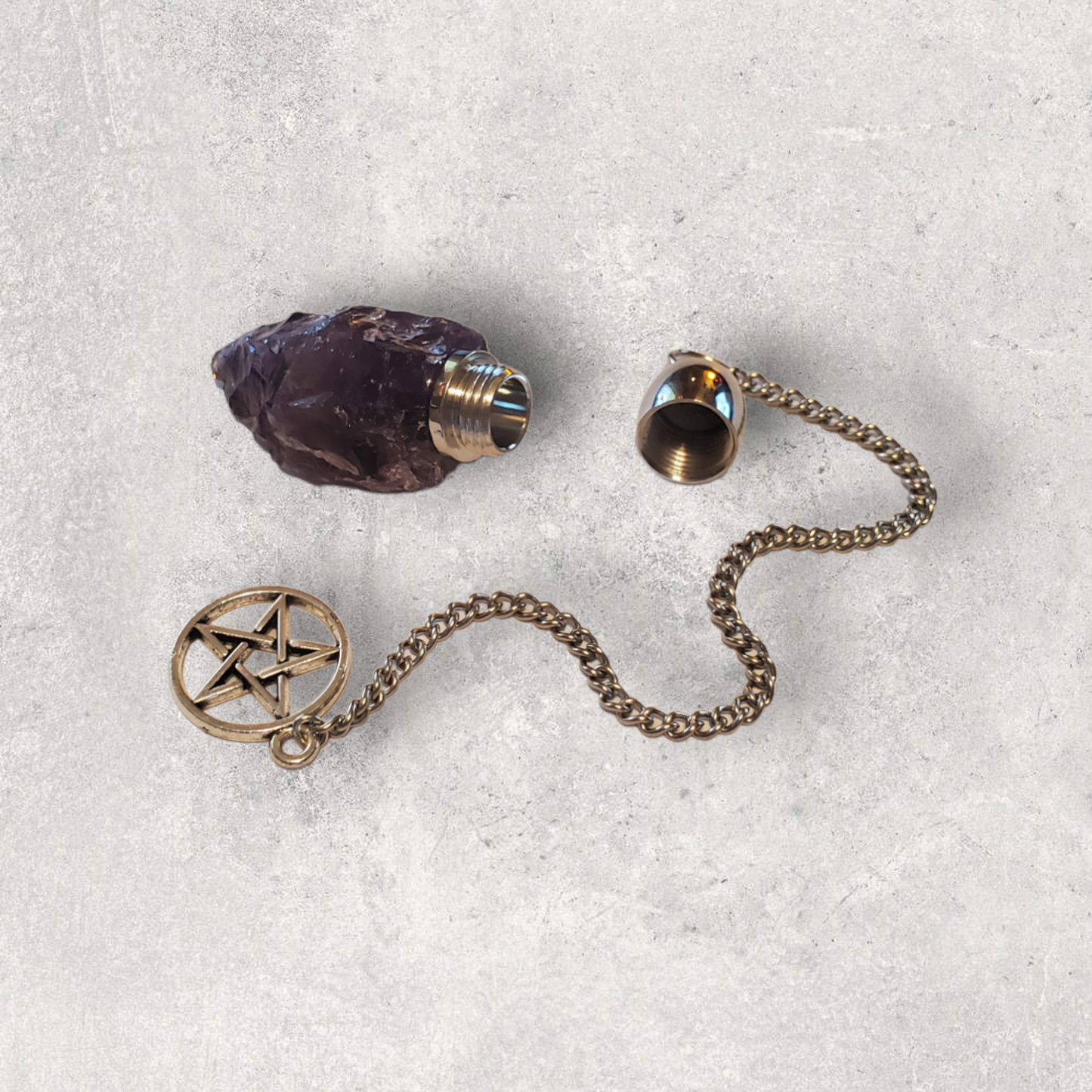 Amethyst Chamber Pendulum with Pentacle