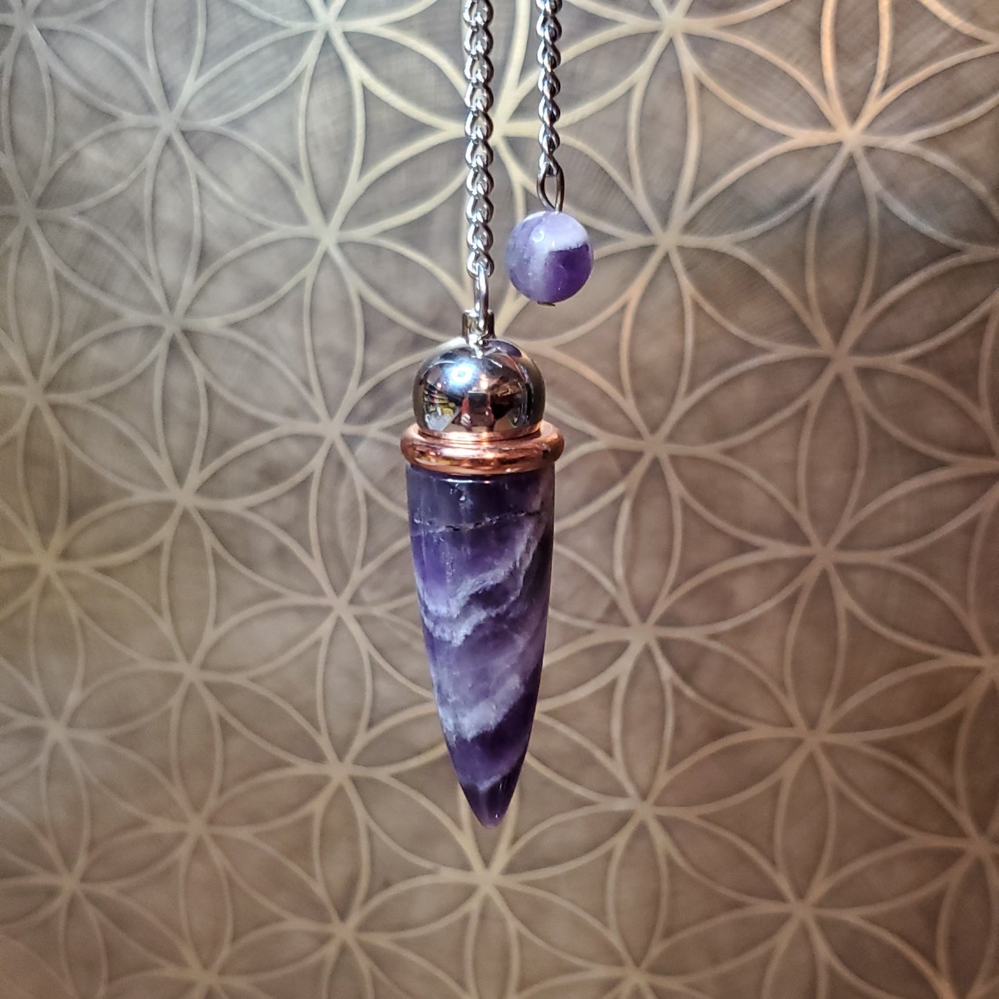 Amethyst Chamber Pendulum w/ Copper Energy Ring