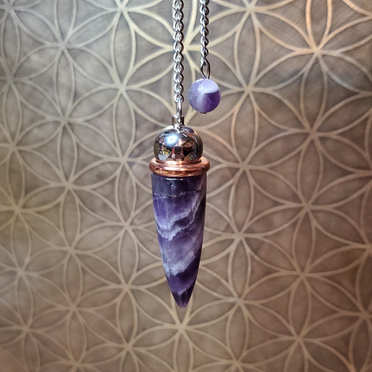Amethyst Chamber Pendulum w/ Copper Energy Ring