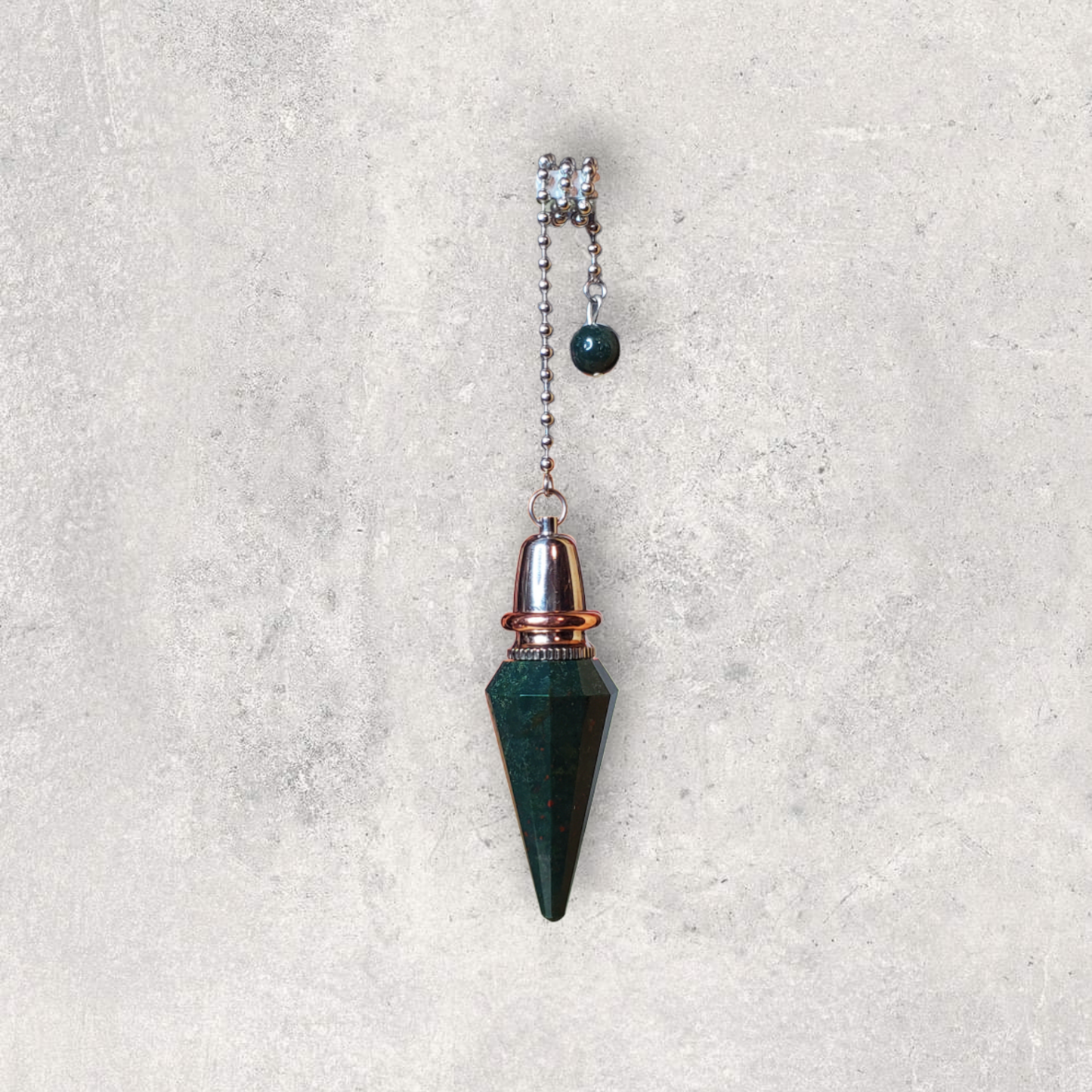 Bloodstone Chamber Pendulum with Copper Energy Ring