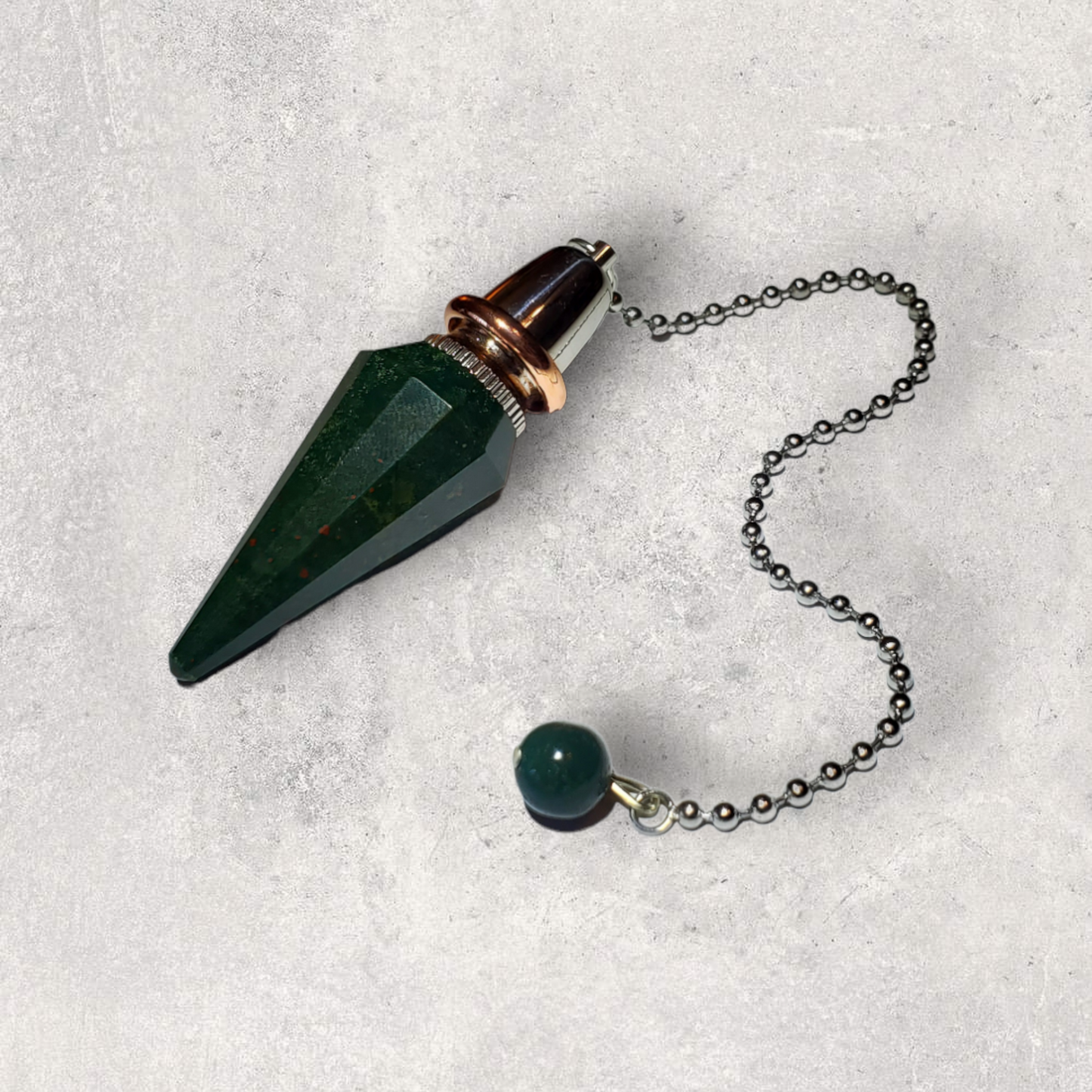 Bloodstone Chamber Pendulum with Copper Energy Ring