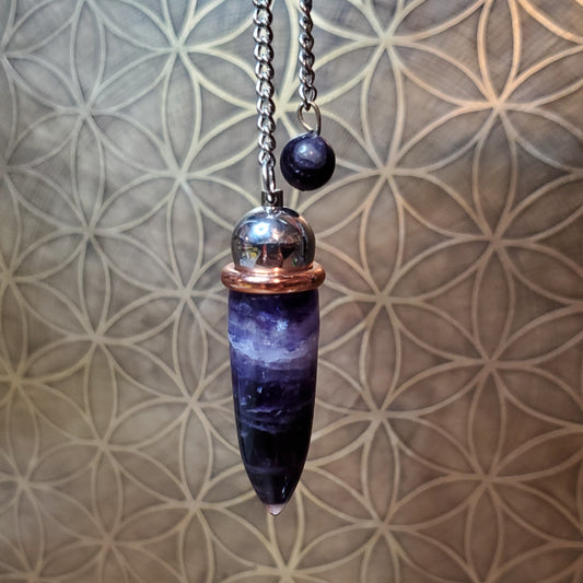 Fluorite Chamber Pendulum w/ Copper Energy Ring